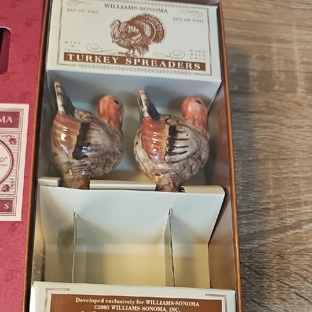 Williams Sonoma Holiday Turkey Candle & Taper Set + 2 Turkey Spreaders